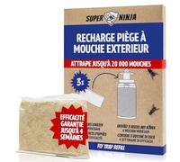 Super Ninja Recharges Piège à Mouche Extérieur, Lot de 3 Sachets Solubles | Compatible Piège Super Ninja, Attractif en Sachet Hydrosoluble, Capture jusqu'à 20 000 Mouches, 4 Semaines par Recharge