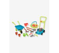 Jouets Ecoiffier - 4585 - Super pack jardin 3 en 1 : tondeuse,brouette garnie,panier et accessoires de jardinage- Outillage de jardin pour enfants - Jeu de Plein air - Dès 18 mois - Fabriqué en France