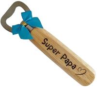 Super Papa - Décapsuleur en Bois Gravé et Personnalisé Cadeau Papa Idéal pour Fête des Pères Noël Anniversaire Décapsuleur en Bois Unique pour un Père