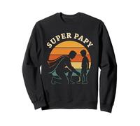 Super Papy Héros du Quotidien Vintage Sunset Famille Sweatshirt