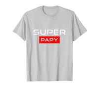 Super Papy Humour Idee Cadeau Fête des Grands-Pères Original T-Shirt, Homme, Argent, M