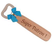 Super Patron - Décapsuleur en Bois Idée Cadeau pour son Boss Ouvre Bouteille Anniversaire Patron Cadeau pour son Chef Homme Accessoire Humour