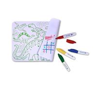 SUPER PETIT - Jeu éducatif - coloriage Dino - Réversible - Livré avec 4 Feutres Effaçables De Couleurs Différentes - Facile à Nettoyer - Réutilisable - Antibactérien - À Partir De 3 Ans