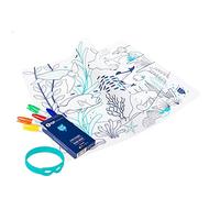 SUPER PETIT - Set De Table À Colorier - Corail - 5 Feutres Et Bracelet Fournis - Facile à Nettoyer - Réutilisable - Antibactérien - À Partir De 3 Ans