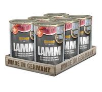 Super Premium Agneau, Riz & Tomate | Pâtée pour Chiens | 6 x 400 g | BELCANDO | Aliment complet | Pour l’alimentation quotidienne | Texture en morceaux, avec huile de carthame