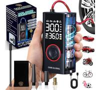 SUPER PRO Compresseur d'air portable Gonfleur roues voiture Gonfleur électrique avec lampe torche 150 PSI pour voiture moto vélo Balle Gonfleur électrique Batterie rechargeable 4000mAh Voyage Urgence