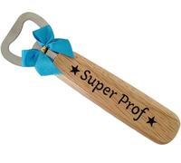 Super Prof - Décapsuleur en Bois Gravé et Personnalisé sur les 2 Faces Cadeau Professeur Original pour Anniversaire, Noël Cadeau de Remerciement pour Professeur