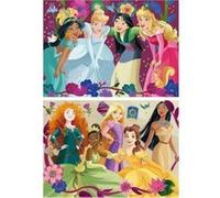 Super puzzle disney princesses 2 x 48 pieces enfant 5 ans - raiponce cendrillon belle et plus - carton fsc - set fille + carte