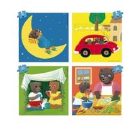 Super Puzzles Enfant 4 en 1 Petit Ours Brun en Famille 12-16-20-25 Pieces - progressif, evolutif - Set Jeu educatif 3 Ans et Carte