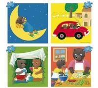 Super puzzles enfant 4 en 1 petit ours brun en famille 12-16-20-25 pieces - progressif evolutif - set jeu educatif 3 ans et carte