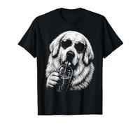 Super Pyrénées Buvant du café glacé pour Les Amoureux des Chiens T-Shirt Graphique avec Valeur, Homme, Noir, XL