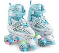 Super Quad X Pro - Patins à roulettes LED pour enfants et adolescents - Menthe blanche