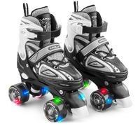 Super Quad X Pro - Patins à roulettes LED pour enfants et adolescents - Noir