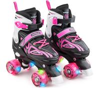 Super Quad X Pro - Patins à roulettes LED pour enfants et adolescents - Rose