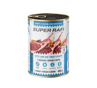 SUPER RAFI au mouton et cœurs de dinde nourriture humide pour chien 400g