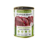 SUPER RAFI avec du cerf et des cœurs de canard nourriture humide pour chien 400g