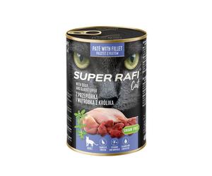 SUPER RAFI nourriture humide pour chat à la caille et au foie de lapin 400 g
