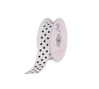 SUPER RIBBONS®™ Bobine de ruban de satin à pois blancs et noirs de 20 m sur bobine de 25 mm