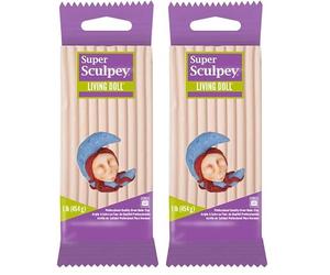 Super Sculpey, POZSLD3 Living Doll Argile, Polymère, Clair, 454g (Lot de 2)