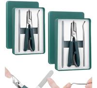 Super Sharp Oblique Nail Clippers, Sets of Eagle Beak Beveled Nail Clippers, Wide Jaw Opening Anti-Splash, for Thick Nails and Ingrown Care (Green,2 Pcs)