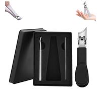 Super Sharp Oblique Nail Clippers, Splashproof 25° Beveled Edge Nail Clippers 3-Piece Set, Wide Jaw Opening Anti-Splash Slanted Nail Clipper,Eagle Beak Beveled Nail Clipper for Thick Nails (Black)