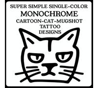 SUPER SIMPLE SINGLE-COLOR MONOCHROME CARTOON-CAT-MUGSHOT TATTOO DESIGNS