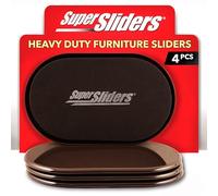 Super Sliders 5 3/4" x 9 1/2" Oval Reusable Furniture Sliders for Carpet - Effortless Moving and Surface Protection, Brown (4 Pack)