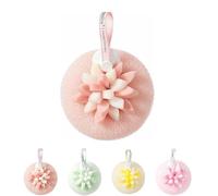 Super Soft Sunflower Suction Cup Bath Ball, 2-in-1 Sunflower Bath Ball, Mesh Shower Body Sponge Accessories for Women, Men Shower (Strawberry)
