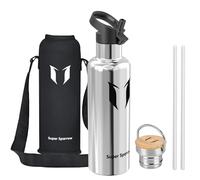 Super Sparrow Gourde Isotherme - Bouteille Isotherme - 1000ml - Gourdes Inox Bouche Standard - Gourde Enfant sans BPA, pour Sport, Gym, Voyage - Avec 2 Bouchons