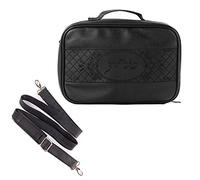 super stam Tallit and Tefillin Sac fourre-tout de prière en cuir synthétique résistant à la pluie Poignée de transport et bandoulière, Broderie noire et noire, Small 12X8X4.75 inches