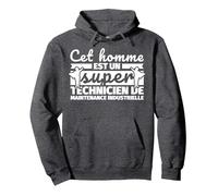 Super Technicien de Maintenance Industrielle Cadeau drôle Sweat à Capuche, Unisexe pour Adultes, Chiné Foncé, S