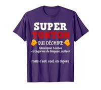 Super Tonton Qui Déchire Message Humour Blagues Nièce Neveux T-Shirt, Homme, Violet, XXL