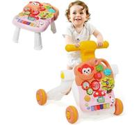 Super Trotteur Parlant 5 en 1 assis-debout pour bébé de 6 à 36 mois Centre d'activités précoce - Plateau de jeu amovible - Rose