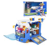 Super Wings 2-in-1 Super Pets Mini Base avec Super Pet Jett & Dizzy, Jouet pour Garçon et Fille de Plus de 3 Ans, Bleu