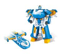 Super Wings 3-in-1 World Aircraft Transforming Robot avec Effets sonores et Lumineux, avec Un Jett Transform-a-Bot de 2'', Jouet Transformable pour garçon et Fille de 3+ Ans, Bleu