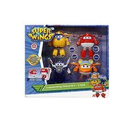 Super Wings Animé Saison 5 Figurines Transformer Robot 12cm(Pack de 4),Jouet Enfant 2 3 4 5 6 7 8 Ans Garcon Fille, Taille unique