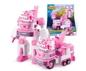 Super Wings "Dizzy's Rescue Tow" Véhicule Transformable en Robot 18 cm + 1 Figurine,Jouet Enfant 2 3 4 5 6 7 8 Ans Garcon Fille