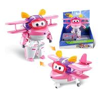 Super Wings Ellie Avion Jouet Transformable et Figurine Robot, Robot Transformable du Dessin Animé, Jouet Enfant 3 4 5 6 7 8 Ans Garcon Fille - 12 cm, Rose