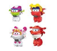 Super Wings Figurines Transformables - Pack de 4 (5 cm Jett & Curie & Runi & Sara) | Jouet Enfant 3+ Ans | sans Piles | Plastique ABS Sécurisé | Figurines d'action Collectionnables