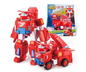 Super Wings "Jett's Robo Rig" Vehicule Transformable en Robot 18 cm + 1 Figurine,Jouet Enfant 2 3 4 5 6 7 8 Ans Garcon Fille