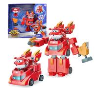 Super Wings Jouet Transformable Robot Jett, 17 cm de Haut, 2 en 1 Robot et véhicule Jouet Transformable, avec Figurine de 5 cm pour Enfants garçons Filles à partir de 3 Ans, Rouge