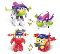 Super Wings Jouets transformables 2PCS Curie & Runi, Figurines 2 en 1, Robots pour Enfants, Hauteur 12,7 cm, Jouets Avions transformables pour garçons et Filles âgés de 3 Ans et Plus