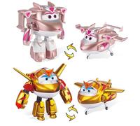 Super Wings Jouets transformables 2PCS Golden Boy & Golden Girl, Figurines 2 en 1, Jouets Robots Avions de 12,7 cm, Avion transformables pour garçons et Filles à partir de 3 Ans