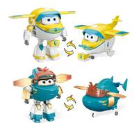Super Wings Jouets transformables 2PCS Snap & Solar, Figurines 2 en 1, Robots pour Enfants, Hauteur 12,7 cm, Jouets Avions transformables pour garçons et Filles âgés de 3 Ans et Plus