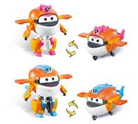 Super Wings Jouets transformables2PCS Tiki & Taki, Figurines 2 en 1, Jouets Robot-Avion de 12,7 cm, Avion transformables pour garçons et Filles à partir de 3 Ans