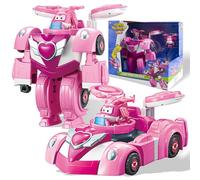 Super Wings Super Robot Suit Dizzy, Figurine Transformable de 18 cm Environ, Combinaison de Robot 2 en 1 et Super Voiture, Jouet Enfant 3 4 5 6 7 8 9 10 Ans Garcon Fille, Rose