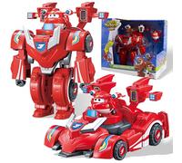 Super Wings Super Robot Suit Jett, Figurine Transformable de 18 cm Environ, Costume de Robot 2 en 1 et Super Voiture, Jouet Enfant 3 4 5 6 7 8 9 10 Ans Garcon Fille Cadeau