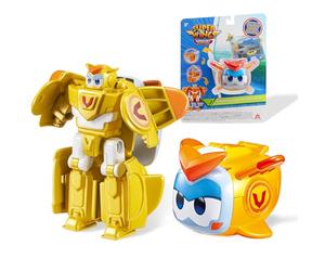 Super Wings Transformations Supercharged Golden Boy Pet, Figurine de Jeu d'environ 6 cm pour Enfants, Jouet-Avion et Figurine-Robot pour Les 3 Ans et Plus, garçons Filles, Or