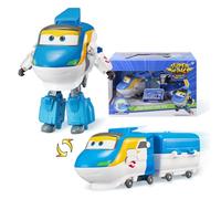 Super Wings Transforming Tony, Figure Train en Robot de 12,7 Cm, Transformation Facile, Jouet de Jeu de Rôle pour Garçons et Filles dès 3 Ans, Bleu