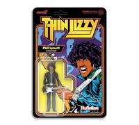 Super7 Thin Lizzy Phil Lynott (cuir noir) - Figurine d'action Lizzy fine de 9,5 cm avec accessoire classique Rock Collectibles et jouets rétro